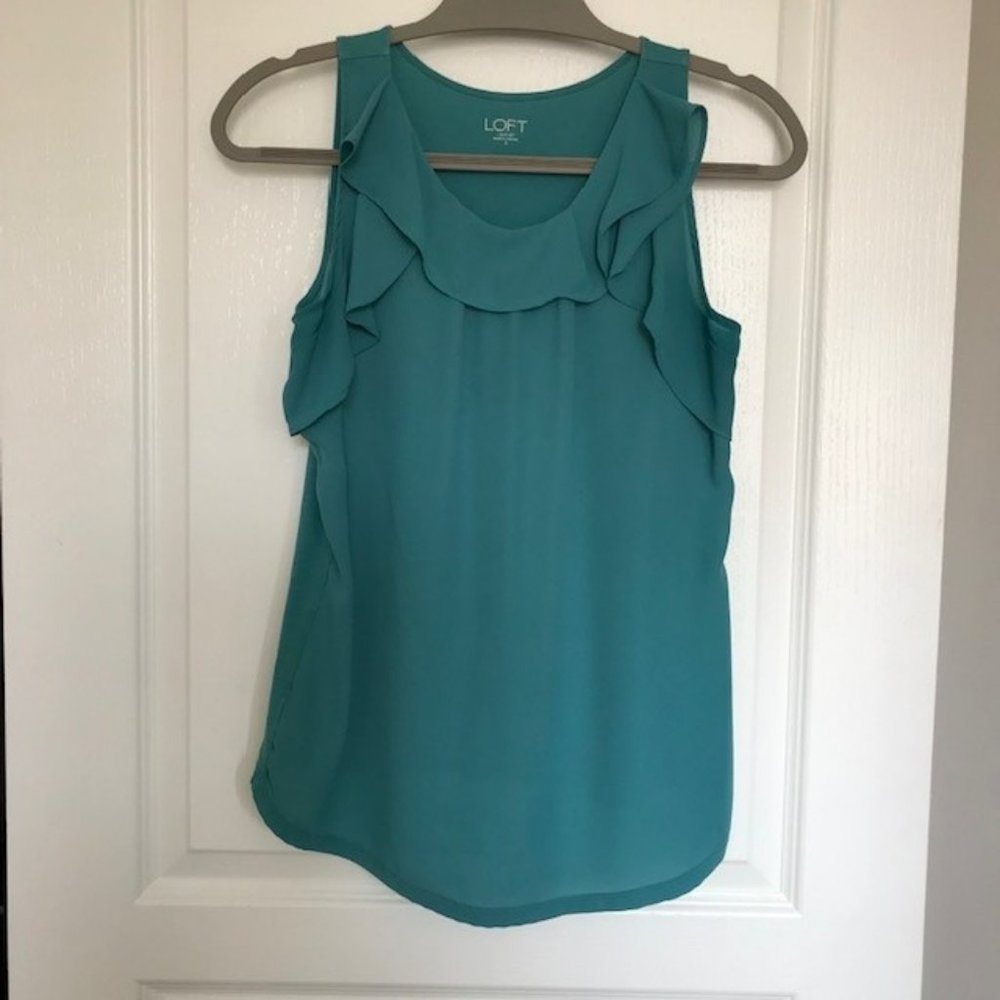 Loft Teal Sleeveless Blouse